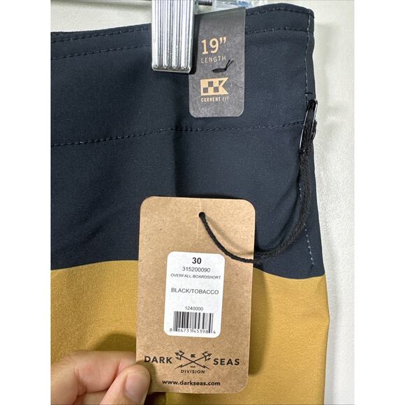 Dark Seas Division‎ Overall Boardshort 30 Black Tobacco Stripes 19" Beach Swim - Picture 3 of 8